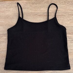 American Eagle Outfitters Cropped Ribbed Black Camisole